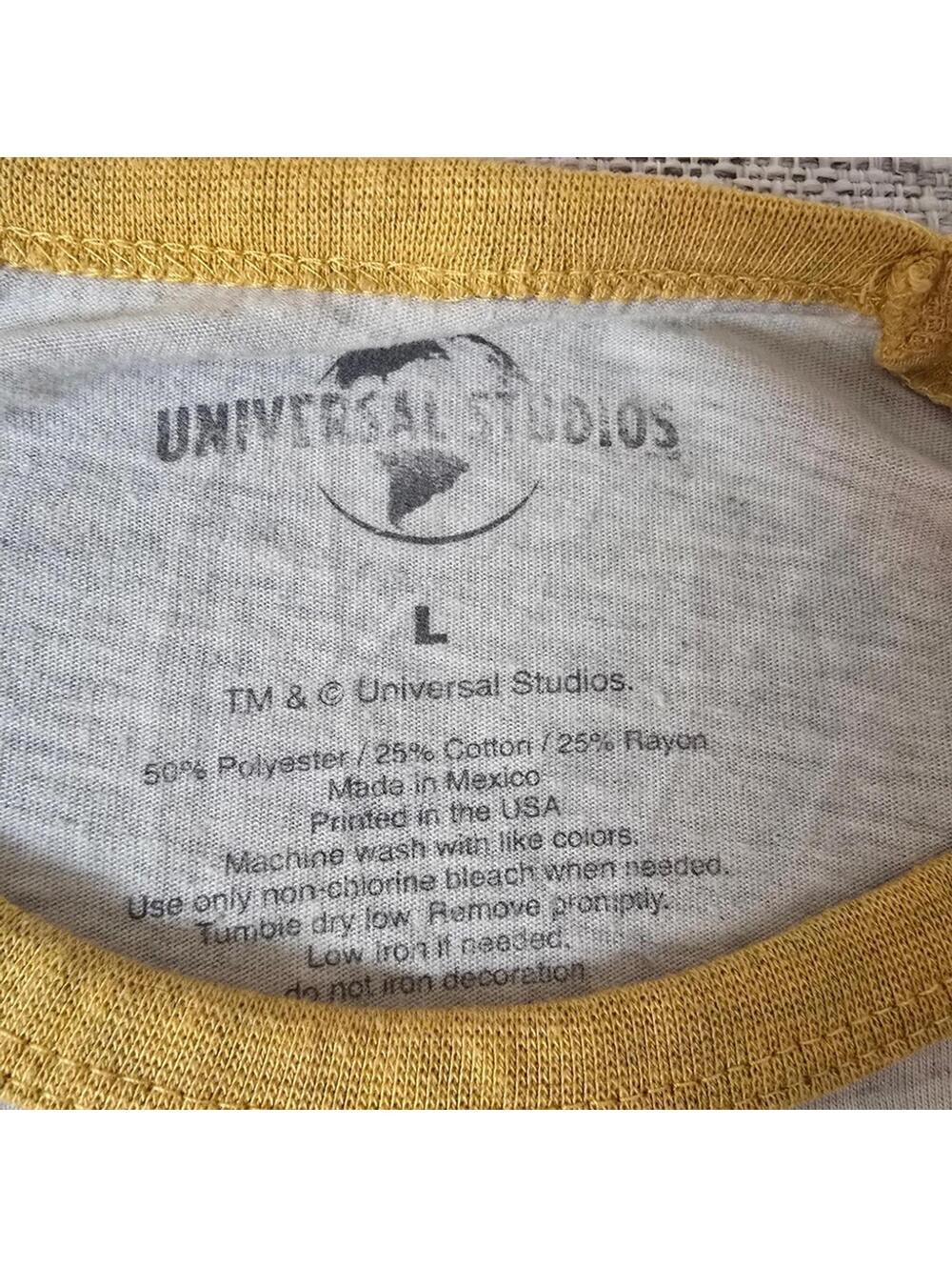 Universal Studios Retro Raglan Baseball Tee Yellow/White Graphic Shirt Size L - Picture 5 of 7